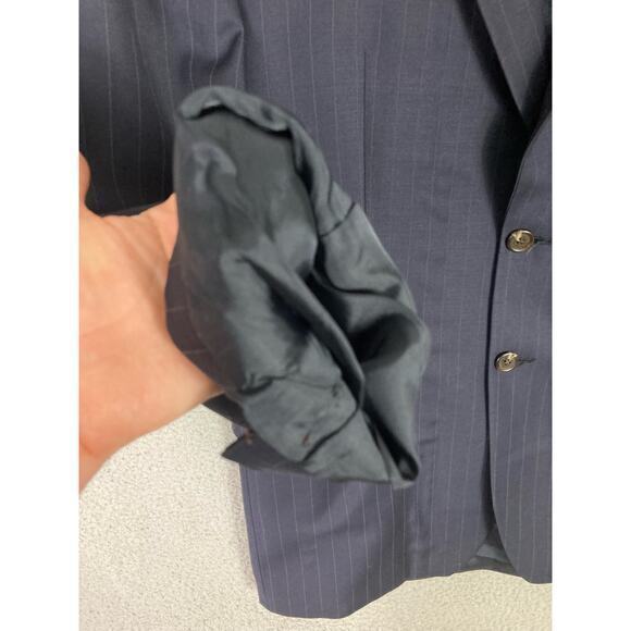 Lauren Ralph Lauren Women's Navy Blue Pinstripe Blazer Jacket Size 42R - Picture 16 of 16